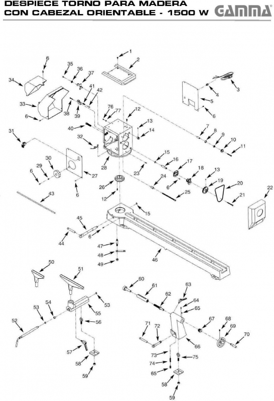Despiece Torno para madera con copiador G682 Gamma - La Casa del Repuesto