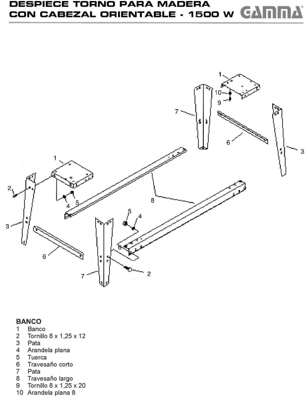 Torno Madera Cabezal Orientable 1000mm + Gubias Regalo Gamma