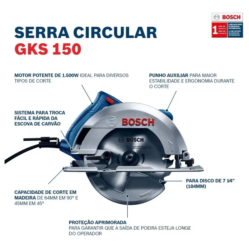Sierra circular eléctrica Bosch Professional GKS 150 184mm 1500W 220V OUTLET - Image 5