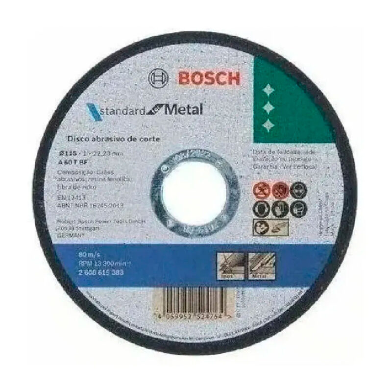 Disco De Corte Amoladora Bosch 115x1 Mm Estándar Para Metal