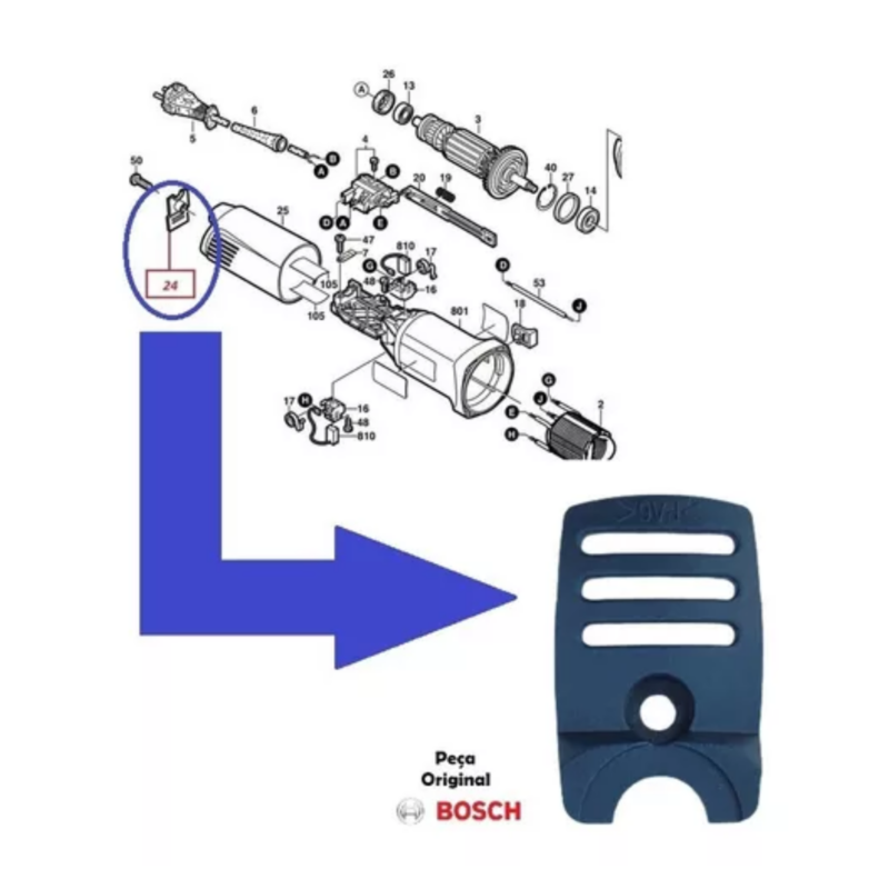Tapa Trasera Amolador Bosch Gws 7 -115//gws 8-115 F000603014