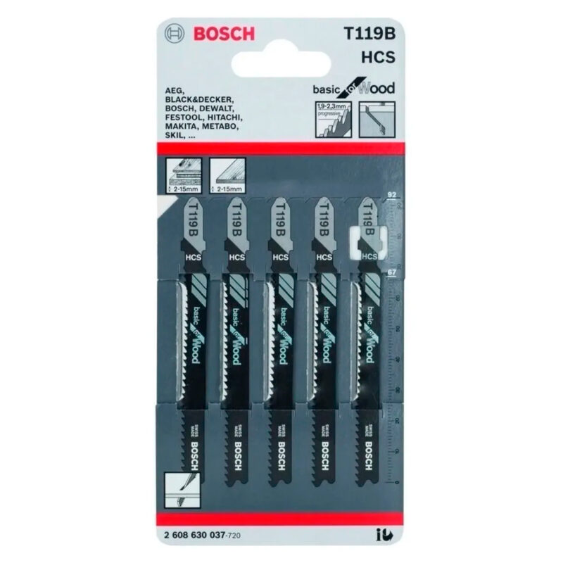 Hoja Sierra Caladora X 5 U P/ Madera Bosch T119b 2608630037