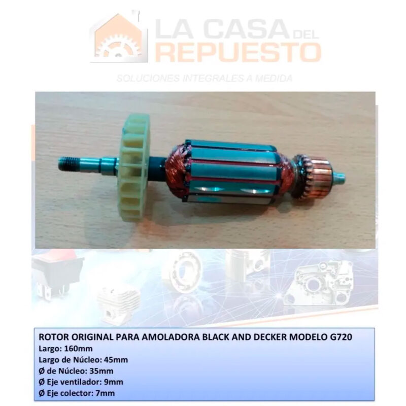Inducido (rotor) P/ Amoladora Black And Decker G720 Original - Image 3
