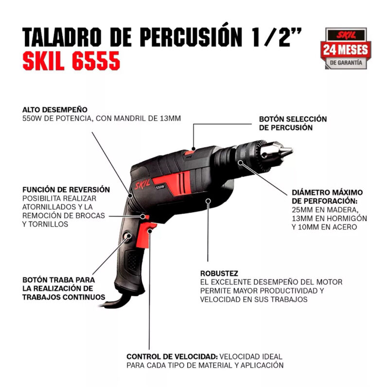 Taladro Skil 13mm 570w 6555 + 10 Puntas Dobles Ph2x65mm - Image 5