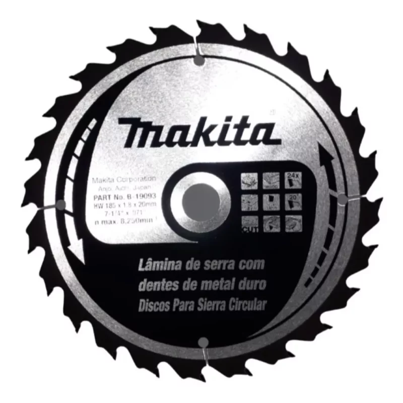 Disco Hoja Sierra Makita Madera B-19093 185mm X 20mm X 24d