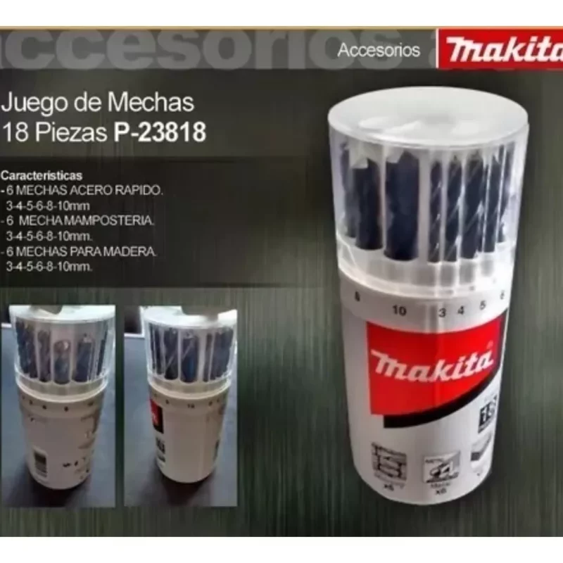 Juego De Mechas Makita 18 Piezas P-23818 (madera-metal-mamp) - Image 2