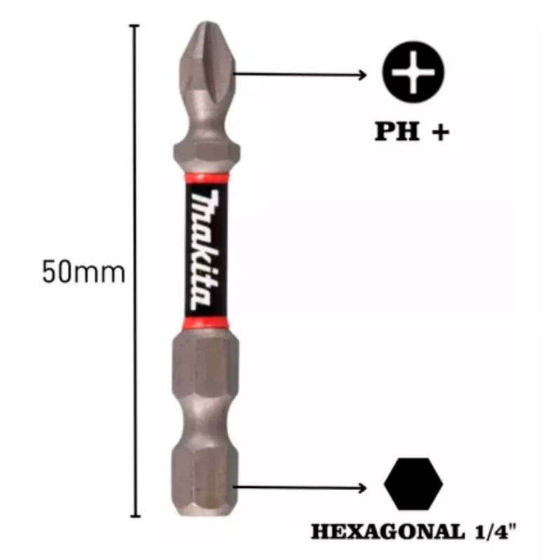 Punta Ph2 X 50mm X 2 Unidades Impact Premier Makita E-03274 - Image 2