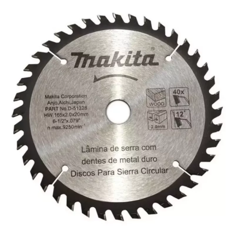 Disco Sierra Makita D-51328 165mm 40d Sp6000 Hs6101 Hoja