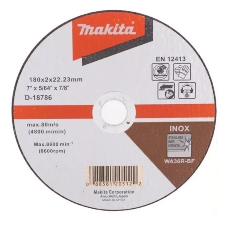 Disco Corte Inox 180mm X 2mm Makita D-18786 X 5 Unidades