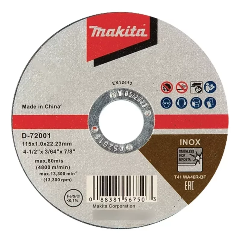Pack 25 Unidades Disco Corte Acero Inox 4-1/2 D-72001 Makita