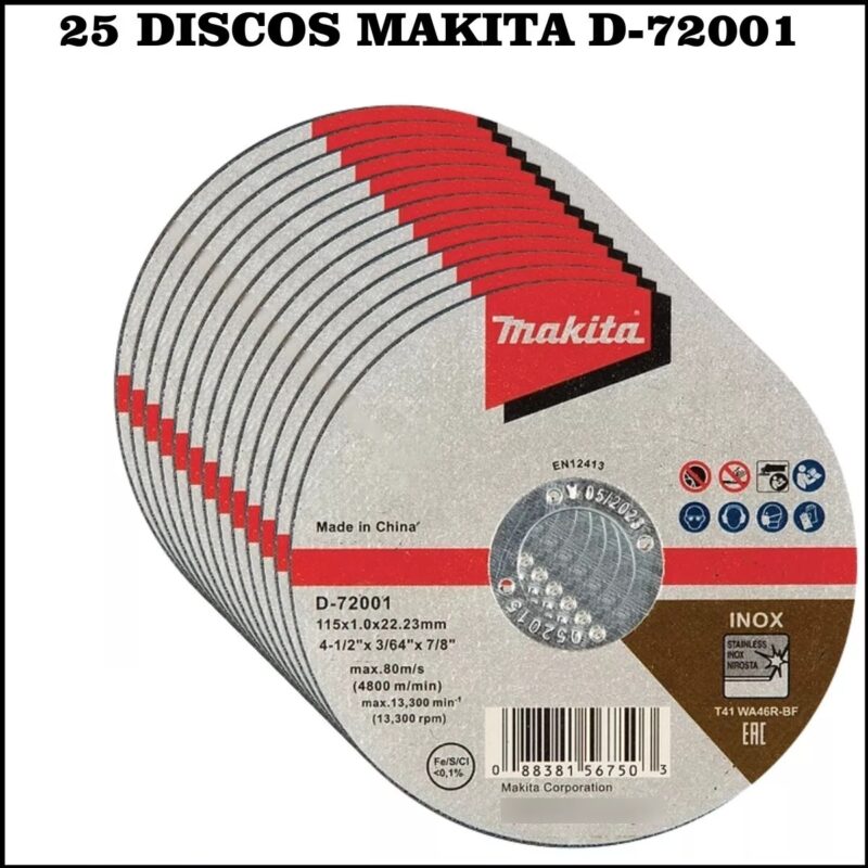 Pack 25 Unidades Disco Corte Acero Inox 4-1/2 D-72001 Makita - Image 3