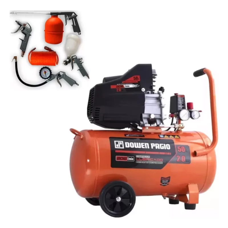 Compresor De Aire Dowen Pagio 50lts + Kit Accesorios 5 Pzas