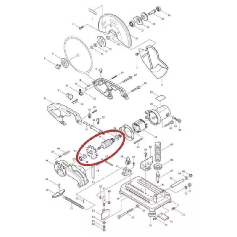 Inducido Original Makita para Sierra Sensitiva 2414NB únicamente. Modelo: 510240-7