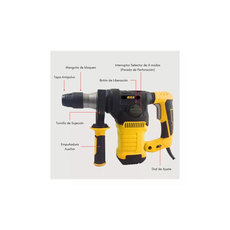 Rotomartillo RZX 1500w SDS+ Martillo Demoledor + Mechas - Image 4