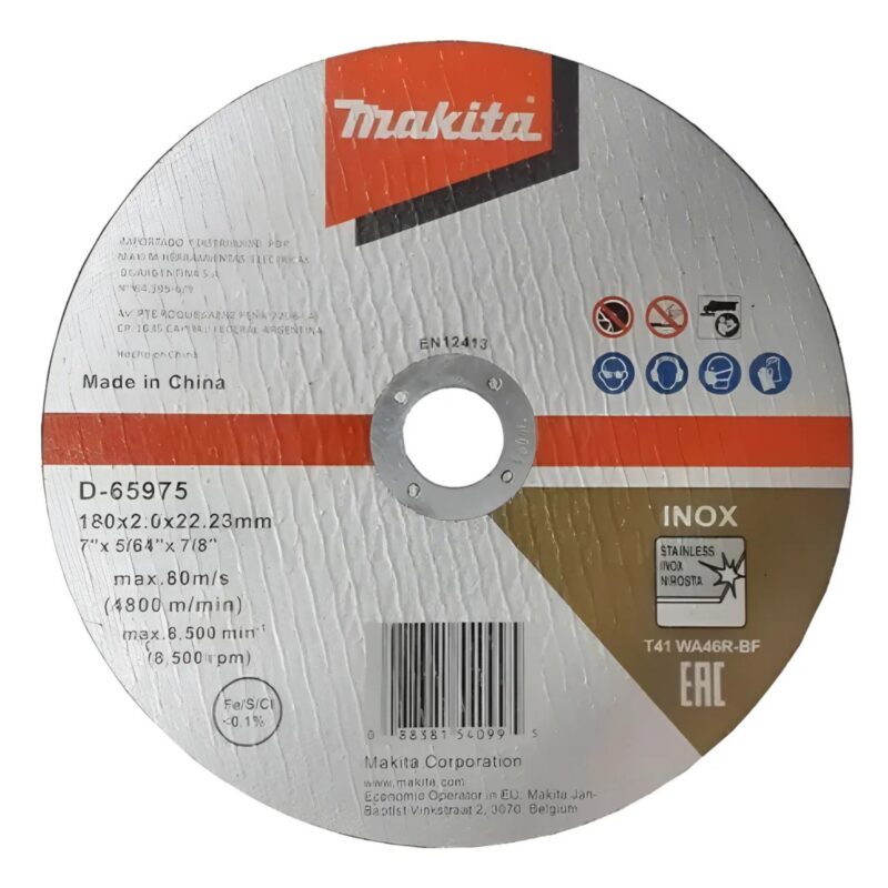 Makita Disco De Corte Acero Inox 180x2mm D-65975 x 9 UNIDADES