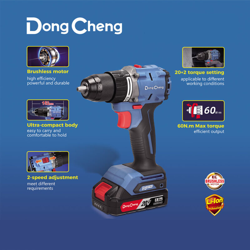Taladro Percutor Inalámbrico Dong Cheng Dcjz2060i-em 20v - Image 2